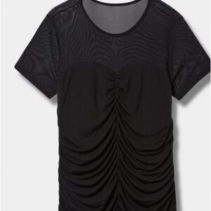 Black Stretch Mesh Crew Neck
Ruched Top. Torrid size 2X